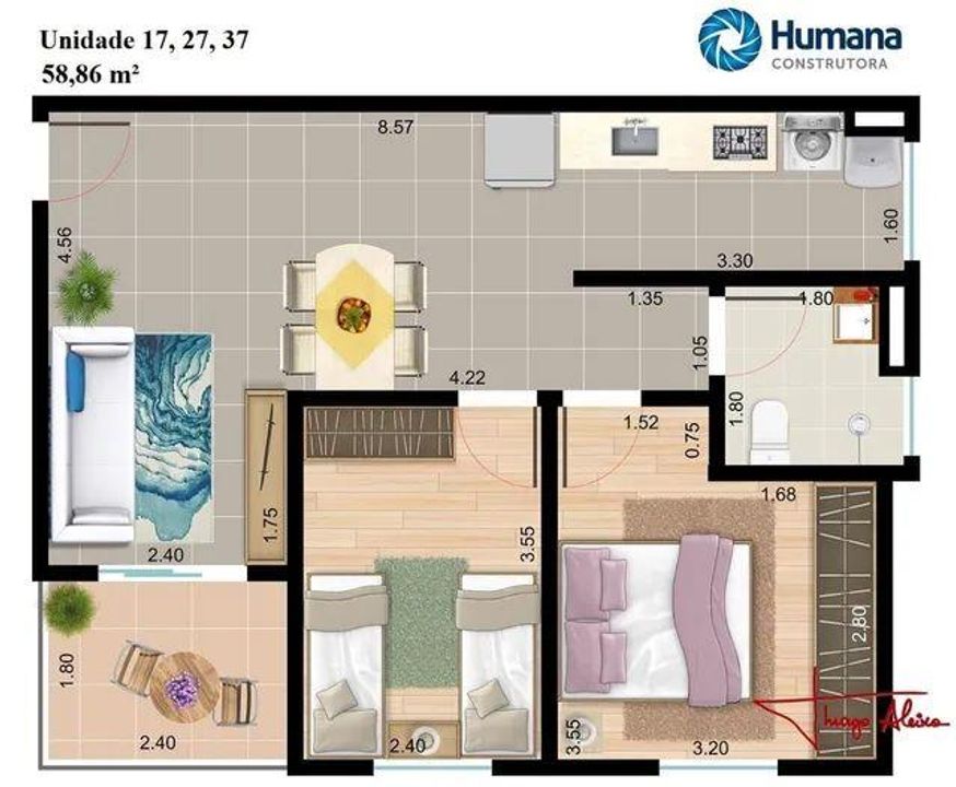 Apartamento à venda com 2 quartos, 59m² - Foto 6