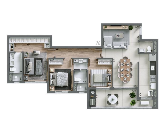 Apartamento à venda com 3 quartos, 100m² - Foto 3