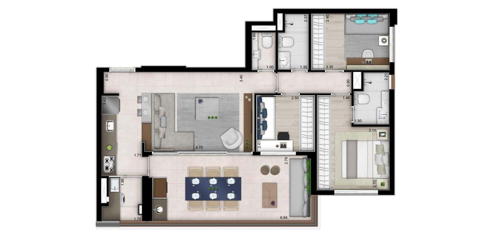 Apartamento à venda com 3 quartos, 97m² - Foto 2