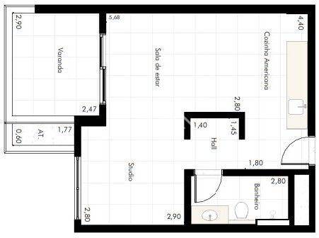 Apartamento à venda com 1 quarto, 48m² - Foto 2