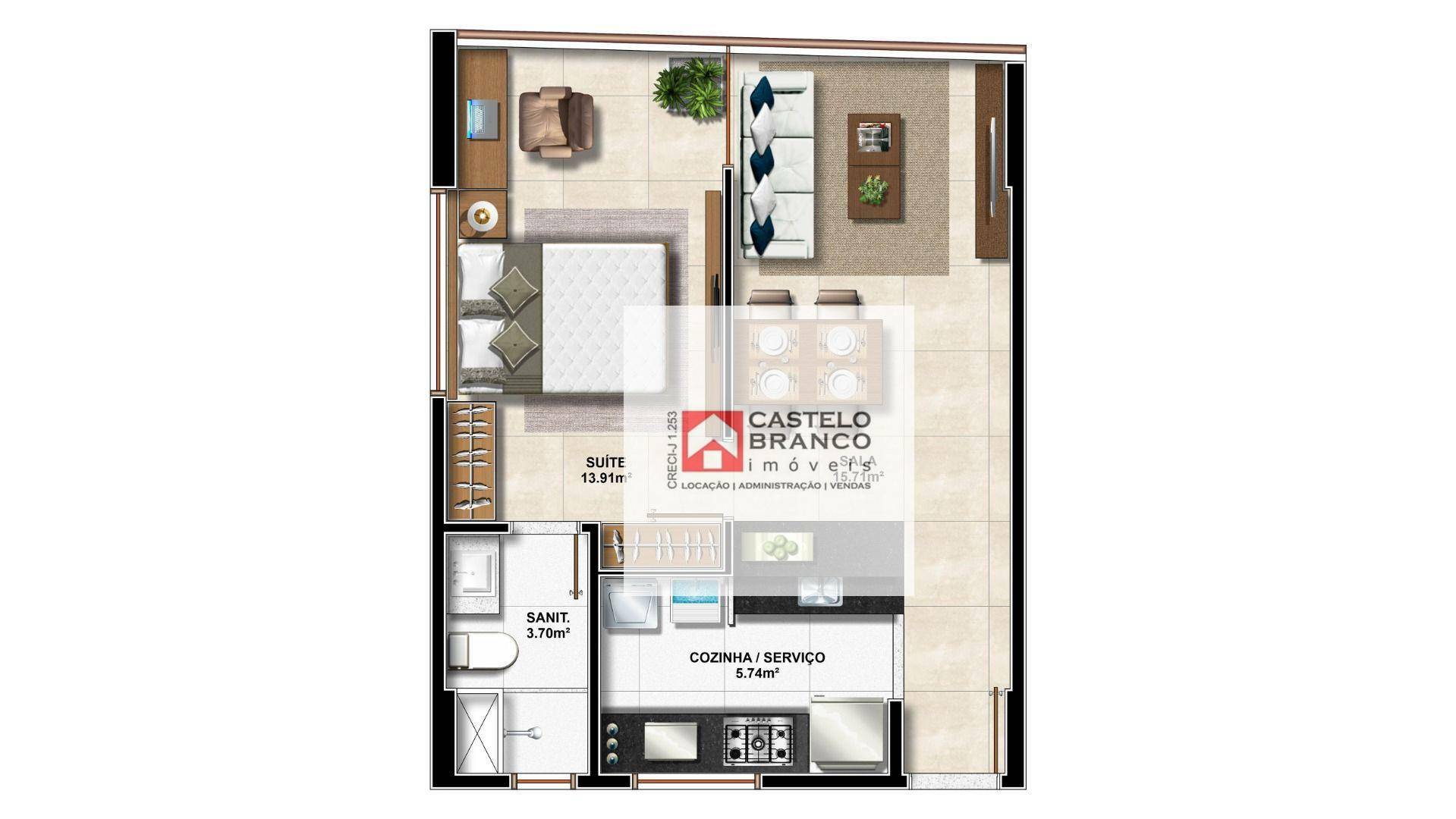 Apartamento à venda com 1 quarto, 37m² - Foto 10