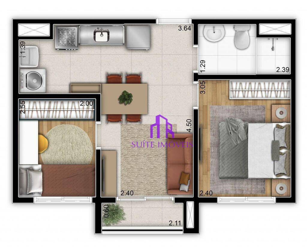 Apartamento à venda com 2 quartos, 52m² - Foto 2