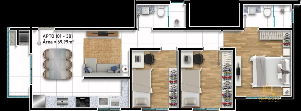 Apartamento à venda com 3 quartos, 70m² - Foto 2