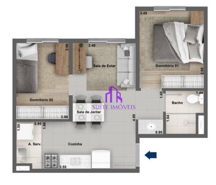 Apartamento à venda com 2 quartos, 35m² - Foto 63