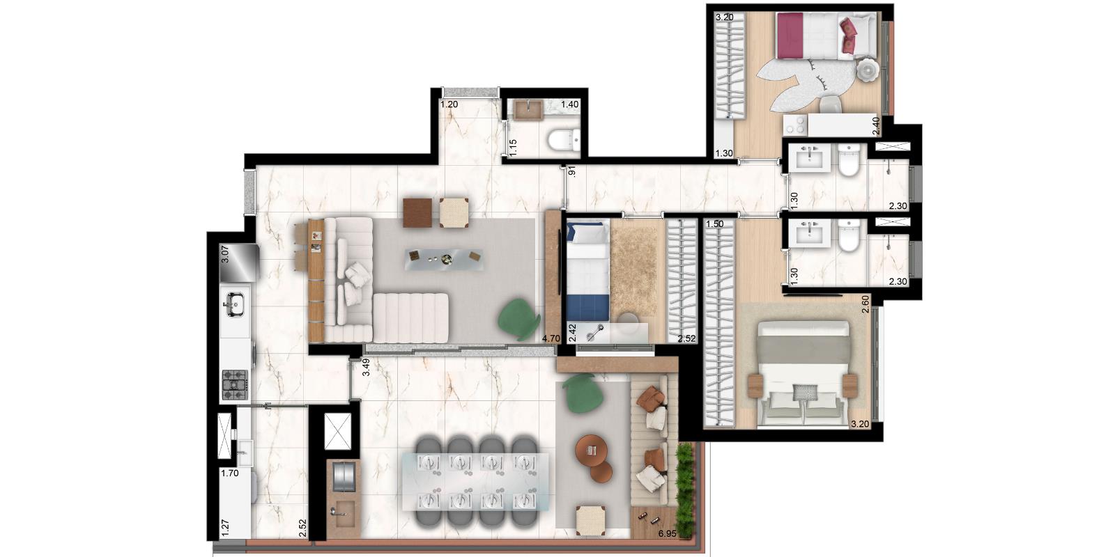 Apartamento à venda com 3 quartos, 105m² - Foto 3