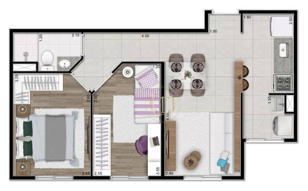 Apartamento à venda com 2 quartos, 44m² - Foto 3