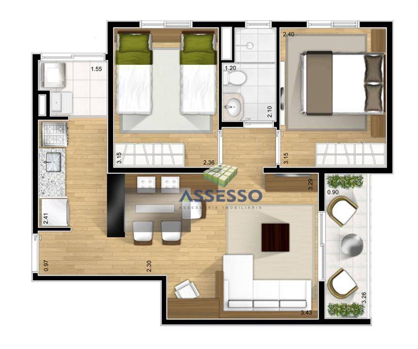 Apartamento à venda com 3 quartos, 61m² - Foto 62