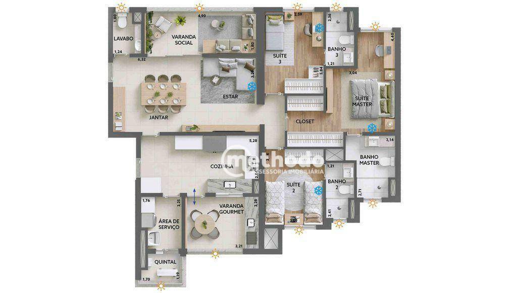 Apartamento à venda com 3 quartos, 127m² - Foto 6