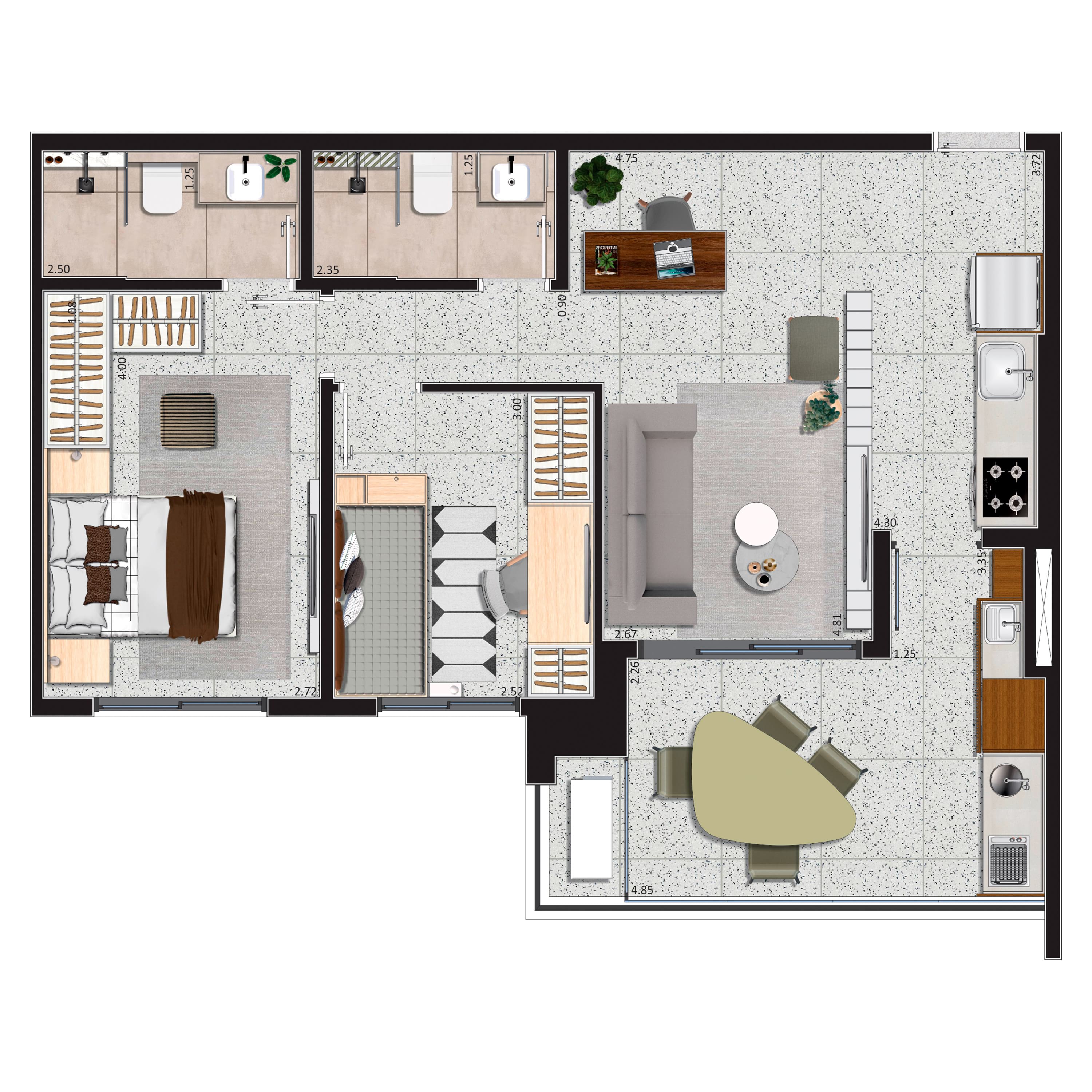 Apartamento à venda com 2 quartos, 69m² - Foto 2