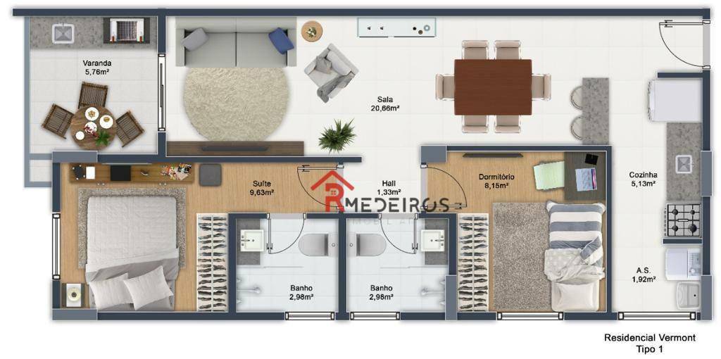 Apartamento à venda com 2 quartos, 67m² - Foto 2