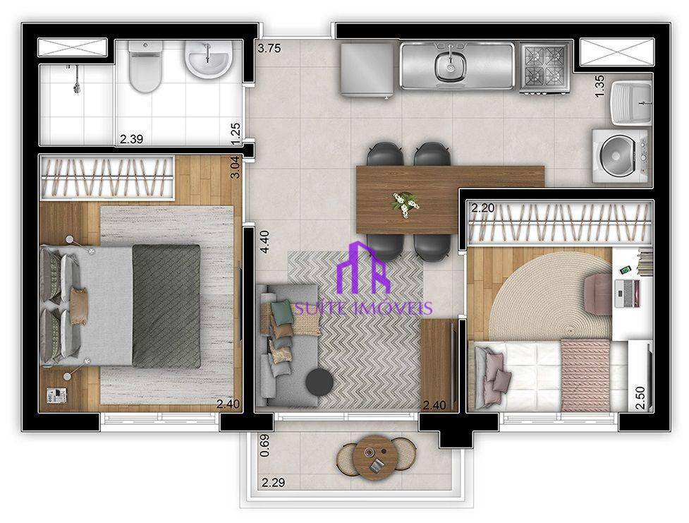 Apartamento à venda com 2 quartos, 50m² - Foto 4