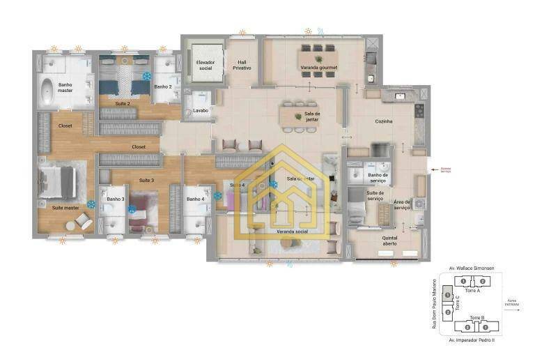 Apartamento à venda com 4 quartos, 202m² - Foto 4