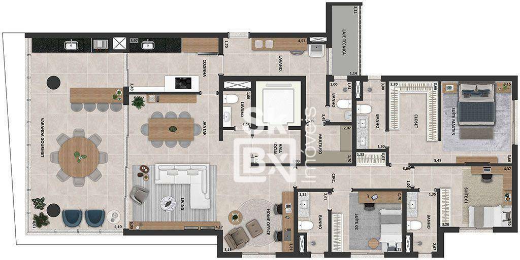 Apartamento à venda com 3 quartos, 187m² - Foto 8