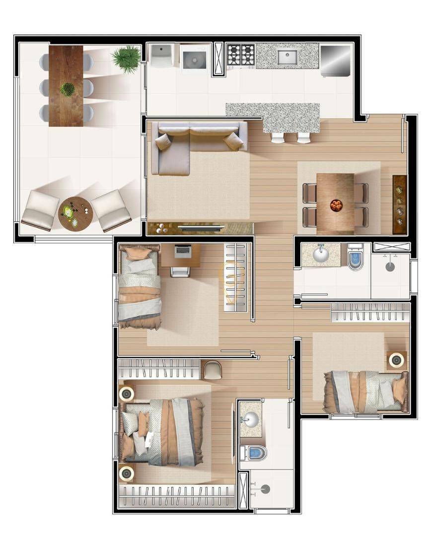 Apartamento à venda com 3 quartos, 79m² - Foto 3