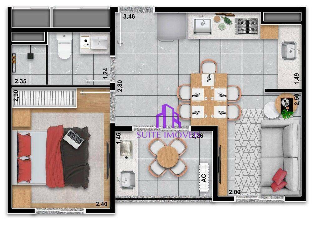 Apartamento à venda com 1 quarto, 30m² - Foto 2