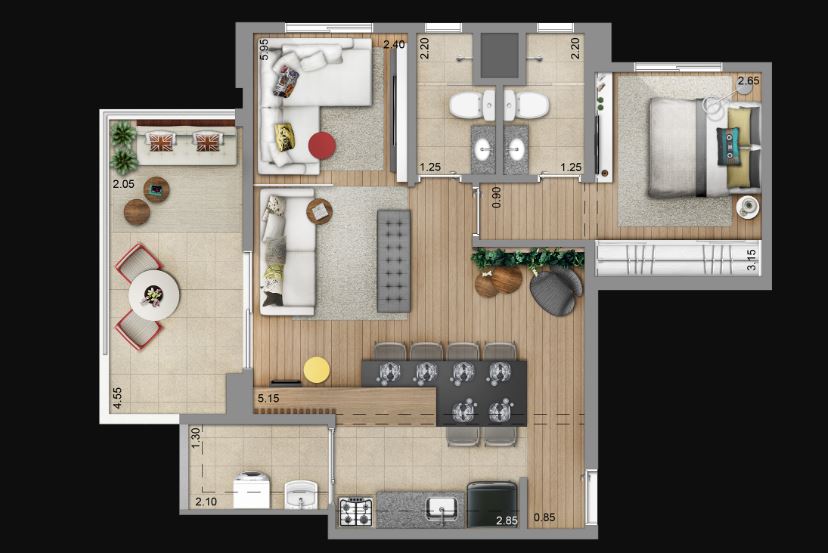 Apartamento à venda com 2 quartos, 66m² - Foto 2