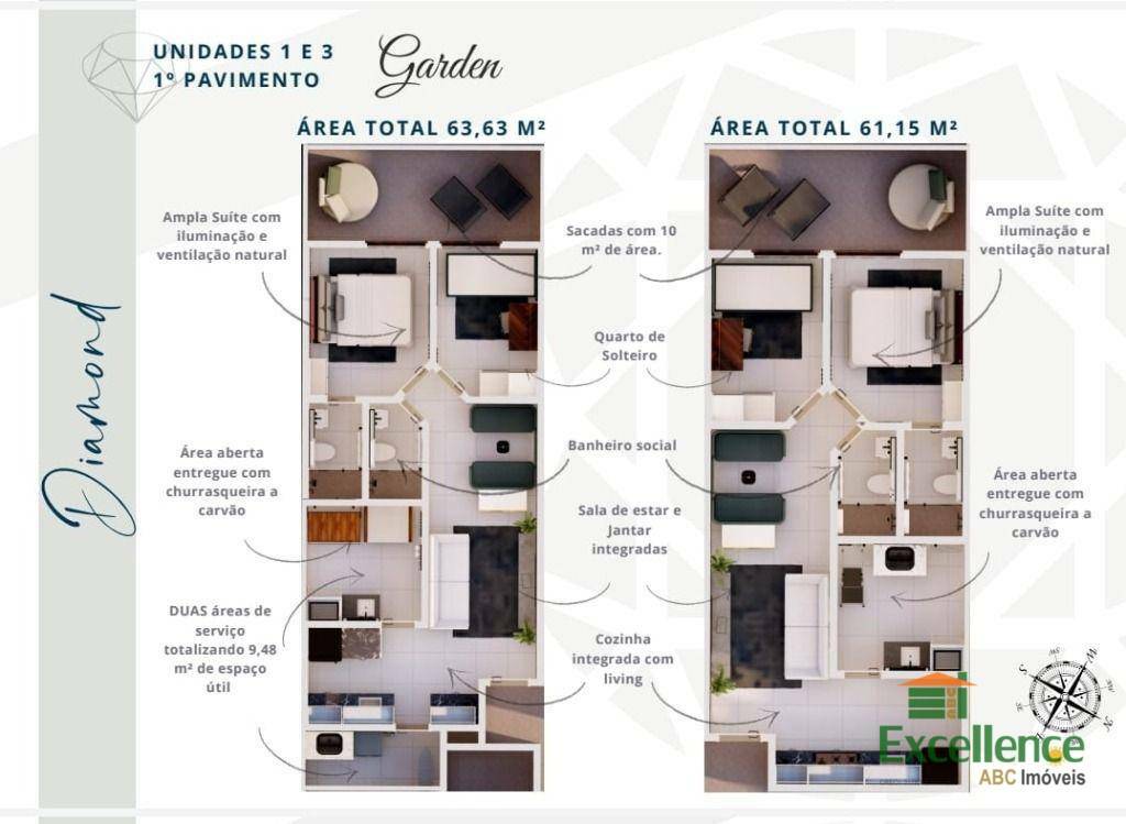 Apartamento à venda com 2 quartos, 64m² - Foto 1