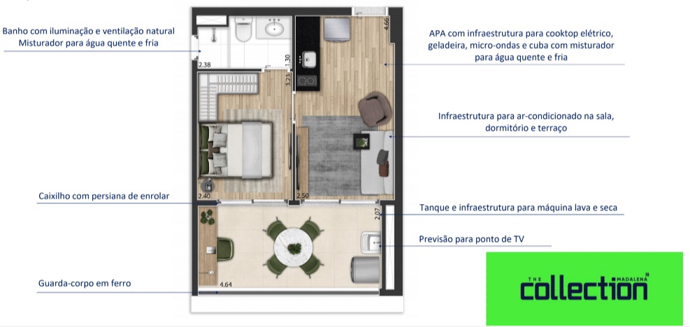 Apartamento à venda com 1 quarto, 37m² - Foto 2