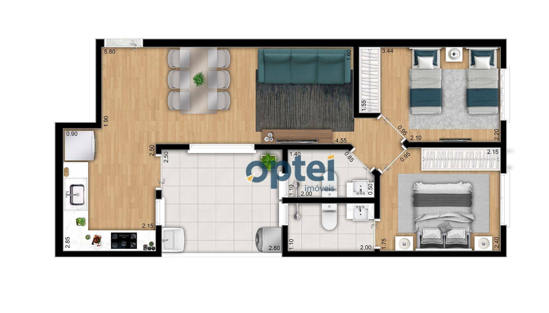 Apartamento à venda com 2 quartos, 50m² - Foto 3