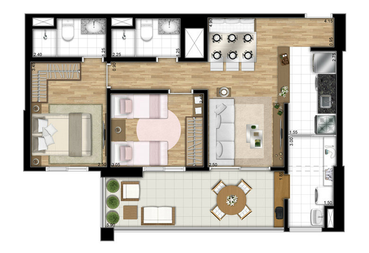 Apartamento à venda com 2 quartos, 68m² - Foto 4