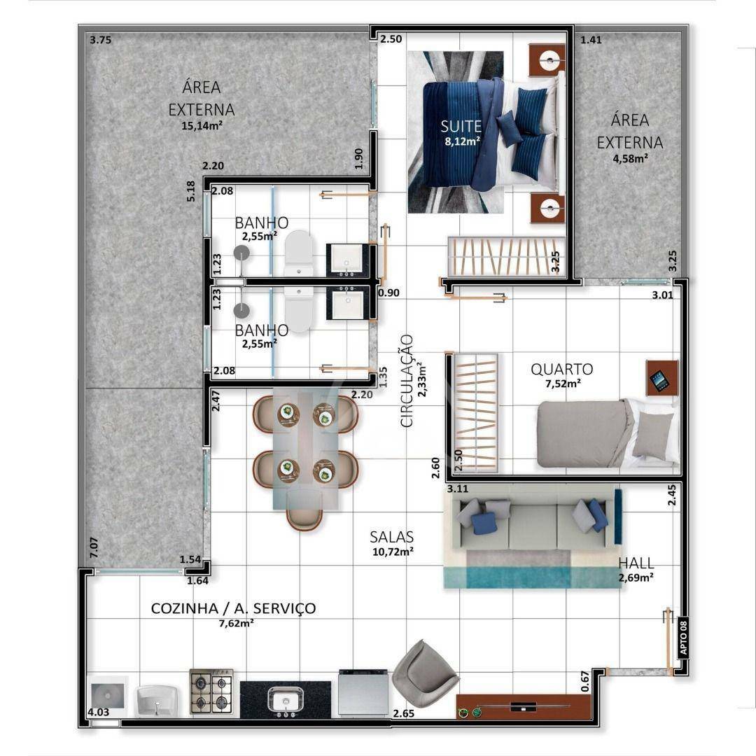 Apartamento à venda com 2 quartos, 51m² - Foto 2