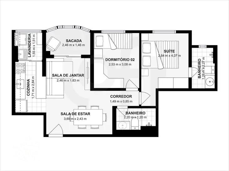 Apartamento à venda com 2 quartos, 53m² - Foto 5