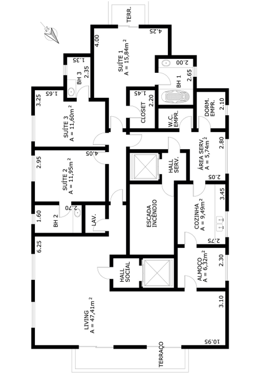 Apartamento à venda com 3 quartos, 183m² - Foto 2