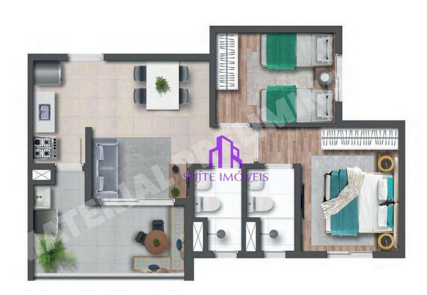 Apartamento à venda com 2 quartos, 47m² - Foto 3