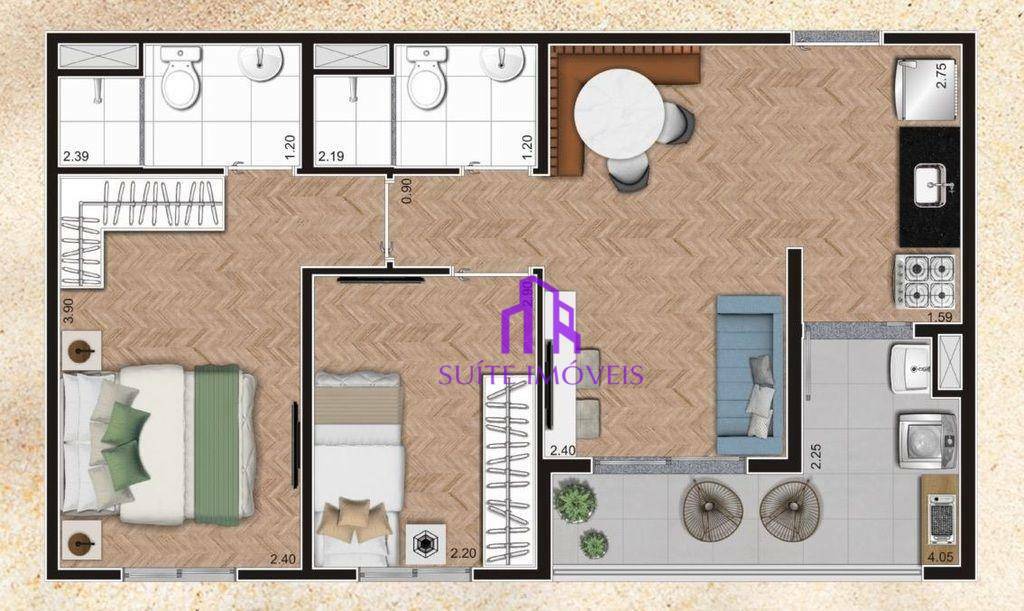 Apartamento à venda com 2 quartos, 42m² - Foto 1