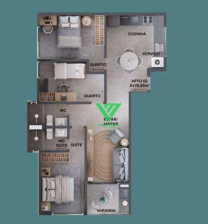 Apartamento à venda com 3 quartos, 76m² - Foto 19