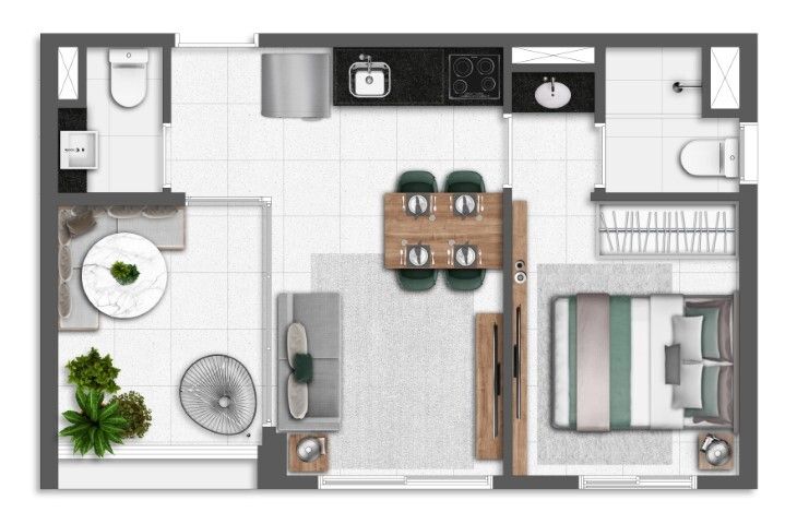 Apartamento à venda com 1 quarto, 35m² - Foto 1