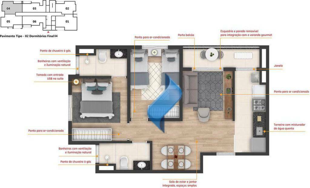 Apartamento à venda com 2 quartos, 51m² - Foto 3