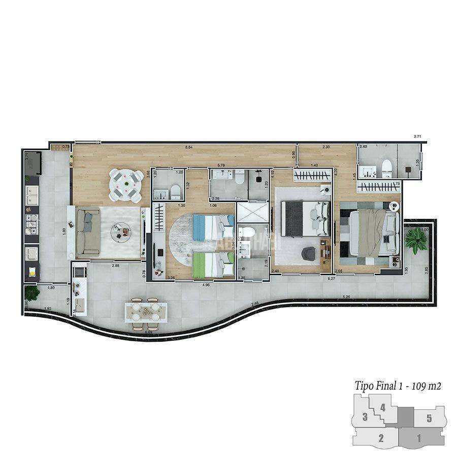 Apartamento à venda com 3 quartos, 109m² - Foto 26