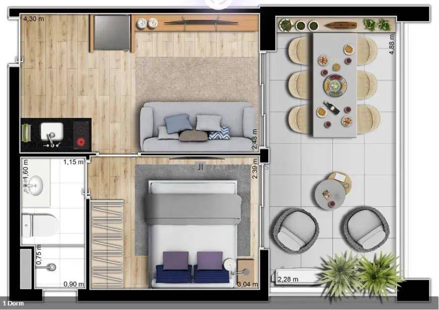 Apartamento à venda com 1 quarto, 36m² - Foto 6