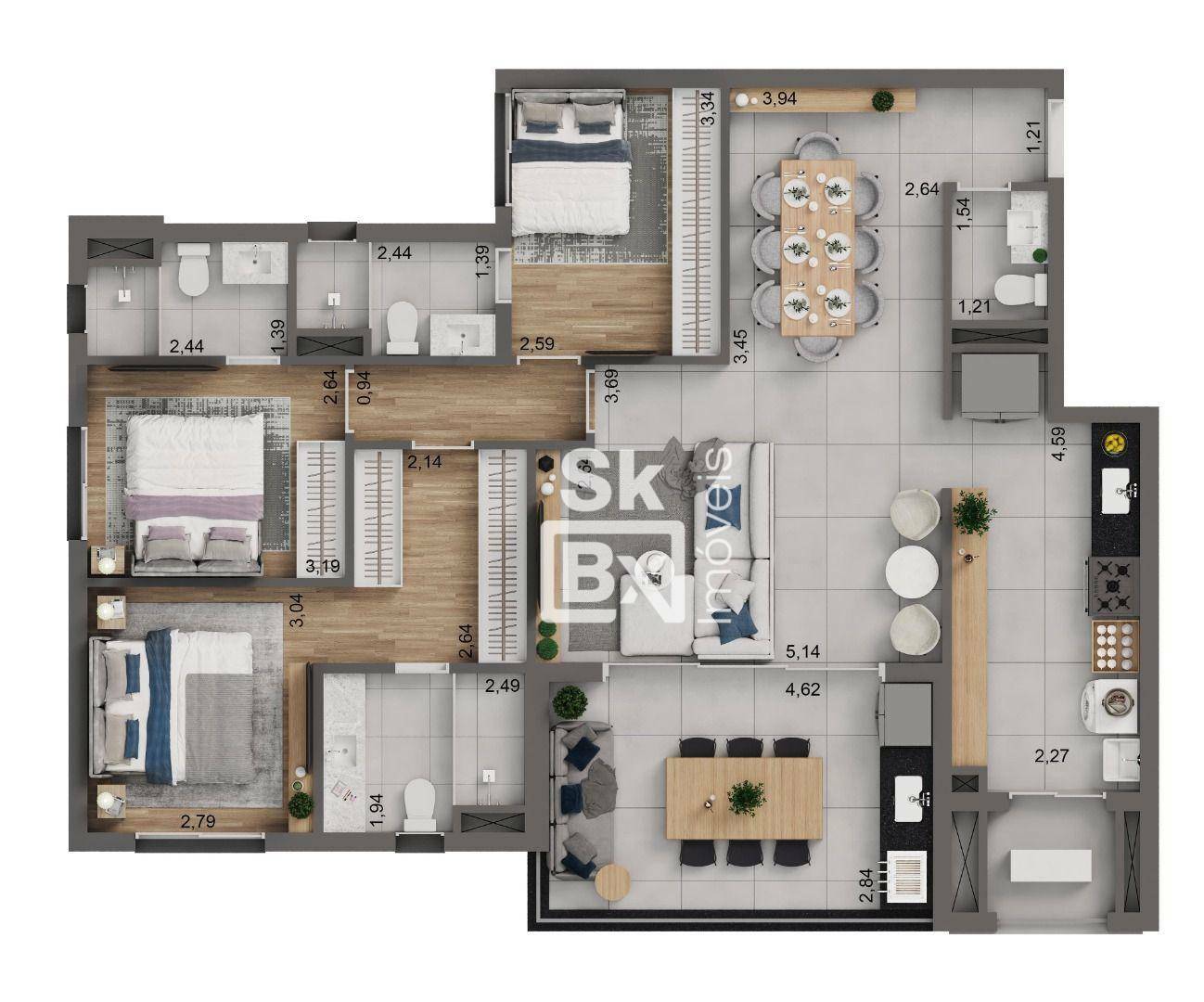 Apartamento à venda com 3 quartos, 120m² - Foto 4