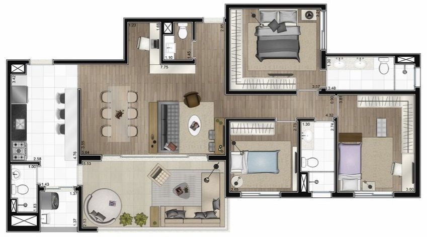 Apartamento à venda com 3 quartos, 116m² - Foto 2