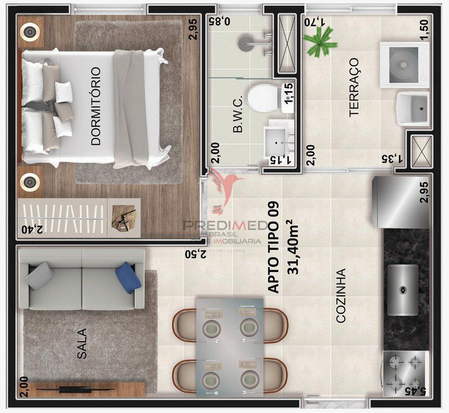 Apartamento à venda com 1 quarto, 25m² - Foto 3