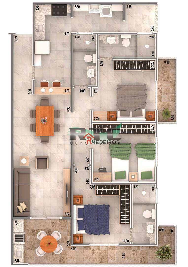 Apartamento à venda com 3 quartos, 106m² - Foto 8