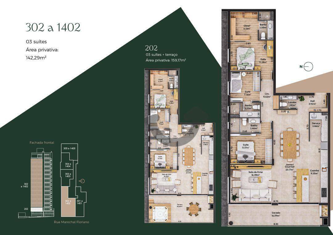 Apartamento à venda com 3 quartos, 159m² - Foto 3