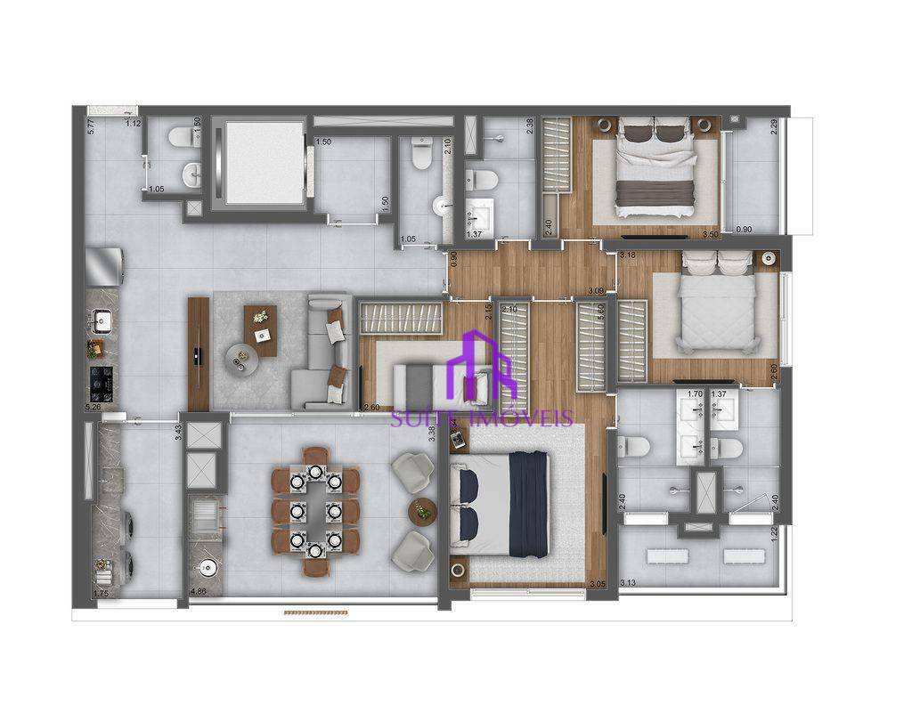 Apartamento à venda com 4 quartos, 144m² - Foto 1