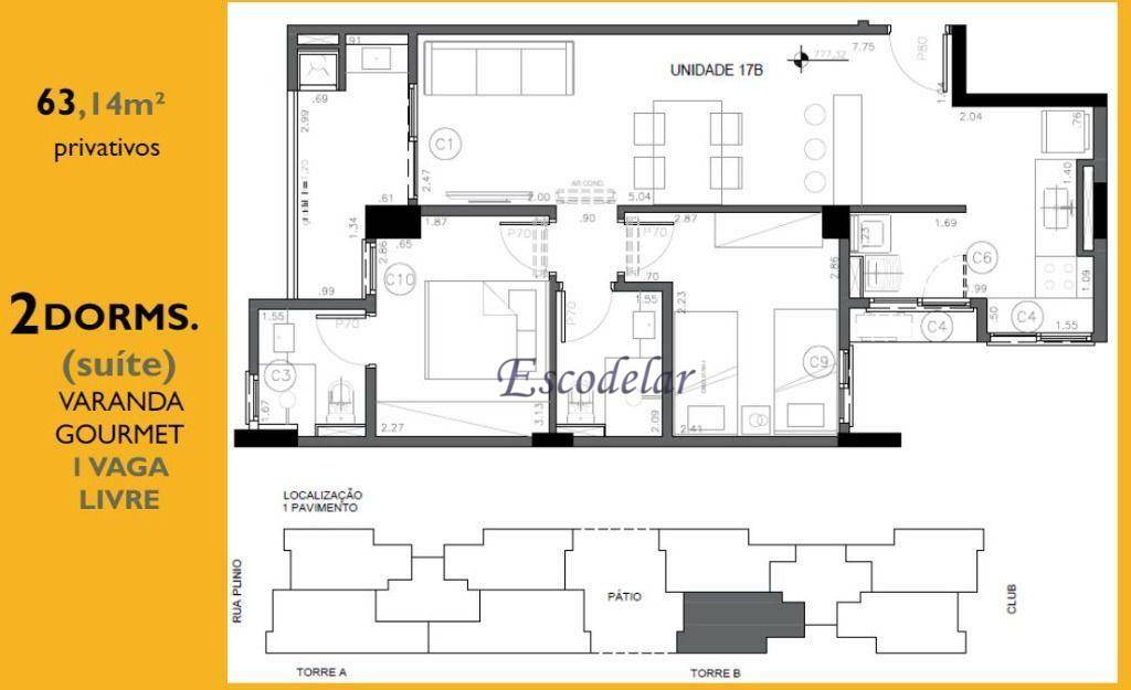 Apartamento à venda com 2 quartos, 63m² - Foto 3