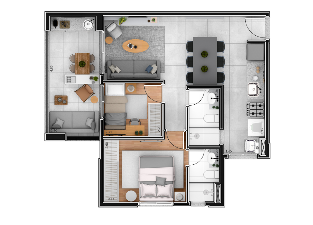 Apartamento à venda com 2 quartos, 65m² - Foto 7