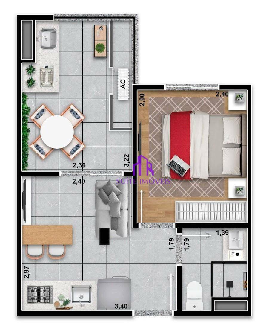 Apartamento à venda com 1 quarto, 30m² - Foto 6