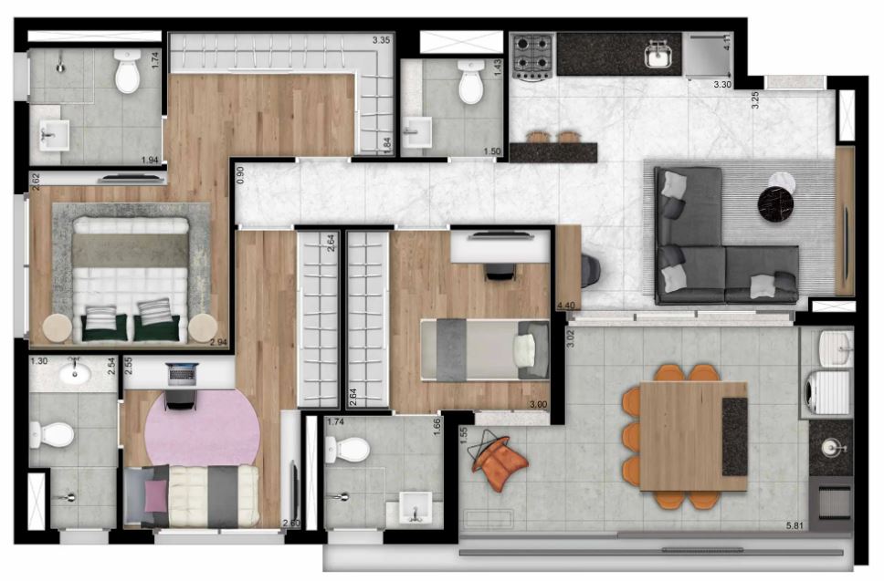 Apartamento à venda com 3 quartos, 95m² - Foto 9