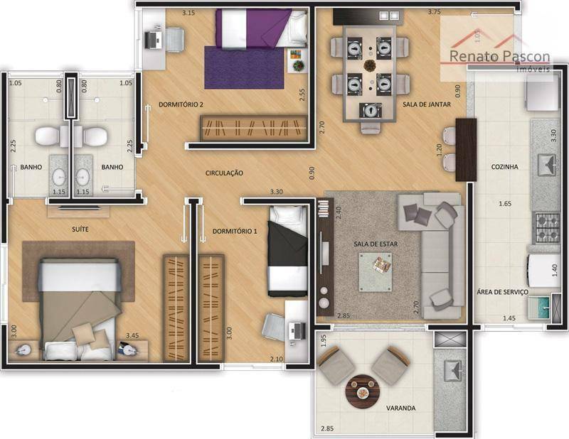 Apartamento à venda com 3 quartos, 73m² - Foto 3