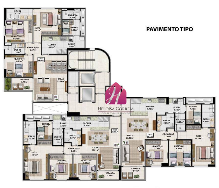 Apartamento à venda com 3 quartos, 98m² - Foto 1