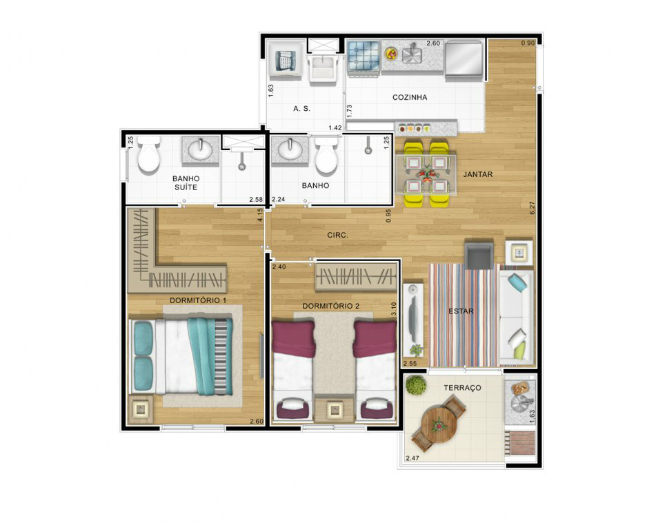 Apartamento à venda com 2 quartos, 58m² - Foto 2