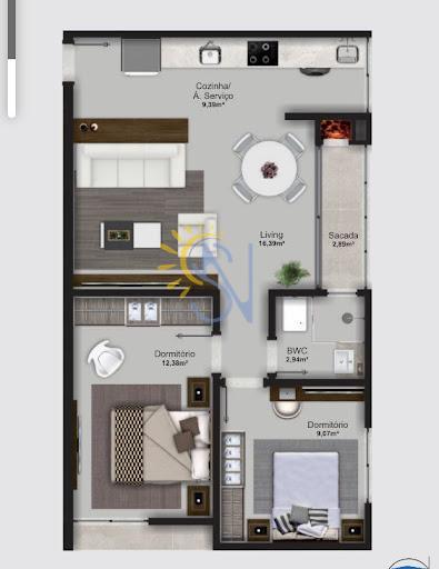 Apartamento à venda com 2 quartos, 55m² - Foto 3