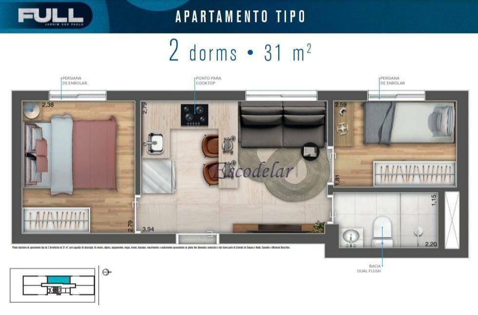 Apartamento à venda com 2 quartos, 35m² - Foto 14