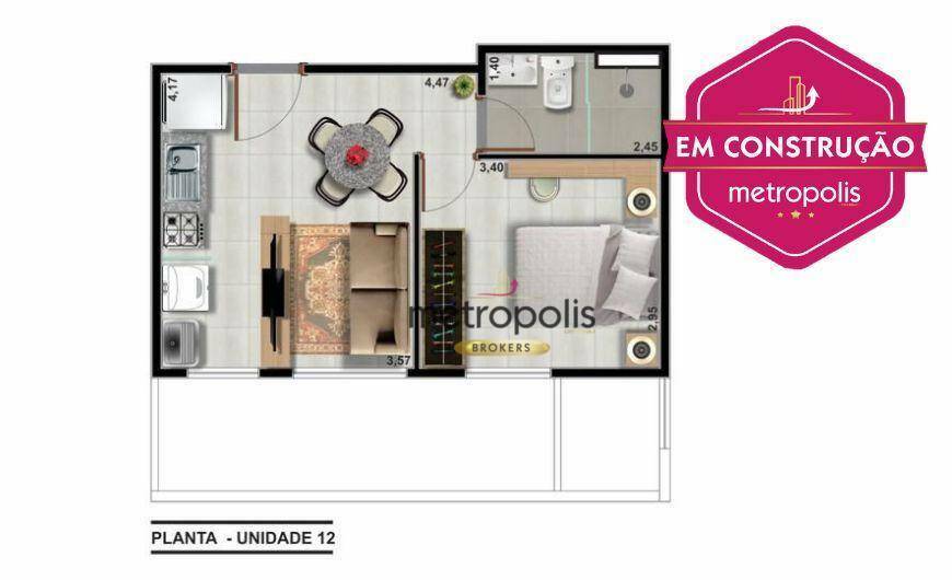 Apartamento à venda com 1 quarto, 33m² - Foto 1